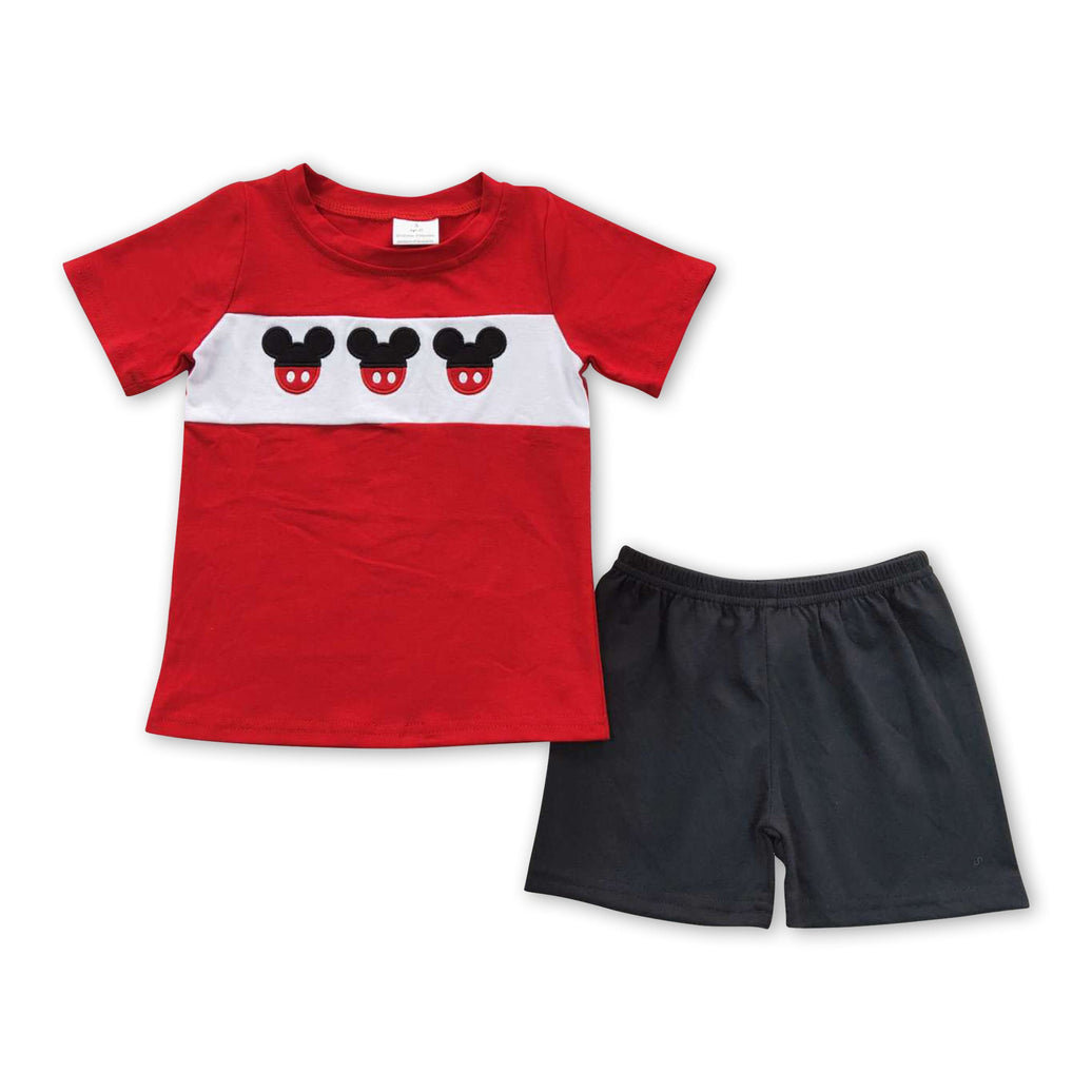 Maus-Stickerei-Oberteil kurze Hose Kinder Jungen Kleidung