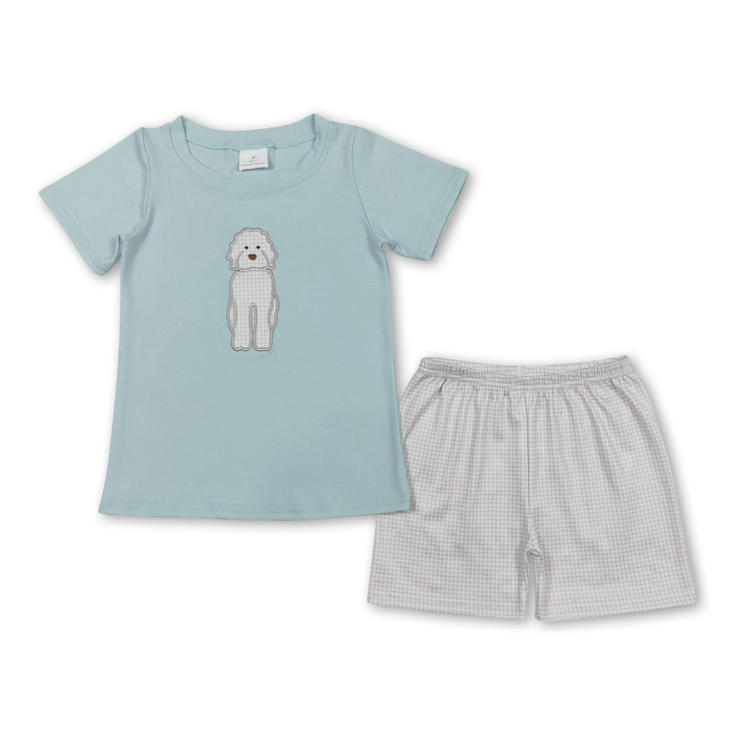 Hund Oberteil karierte Shorts Jungen Sommerkleidung