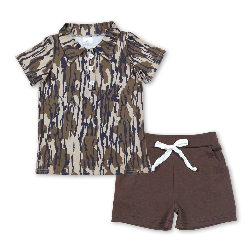 Camo-Poloshirt braune Shorts Jungenkleidung