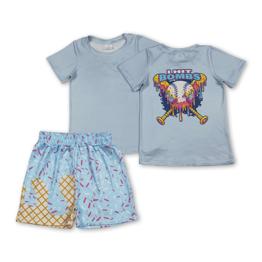 Baseball top ice cream sprinkle shorts boys clothes