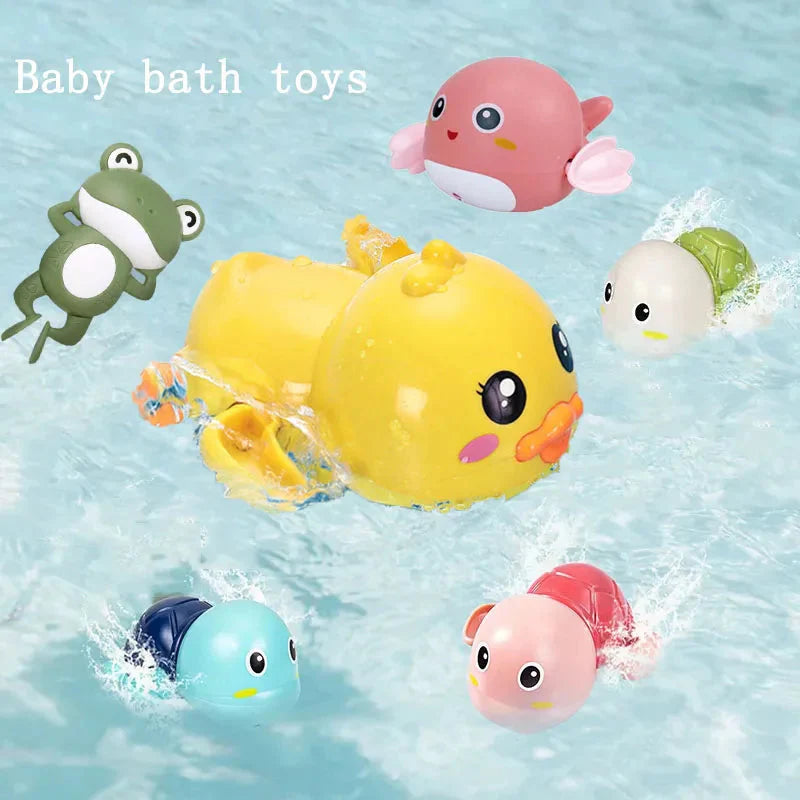 Baby Badespielzeug für Kinder, Wasserspiel, kleine gelbe Ente, schwimmendes Baby, Kinder spielen mit Wasser, Entchen, kleine Schildkröte, Jungen und Mädchen