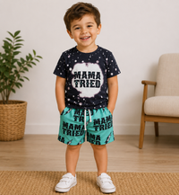 Mama tried shirt pockets shorts boy clothing set