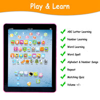 Baby Lern-Tablet, pädagogische Mini-Pads, Spielzeug zum Anfassen und Lernen, Kleinkind-Tablet für ABC, Zahlen, Wörter, Geschenk für Jungen und Mädchen im Alter von 1-6 Jahren
