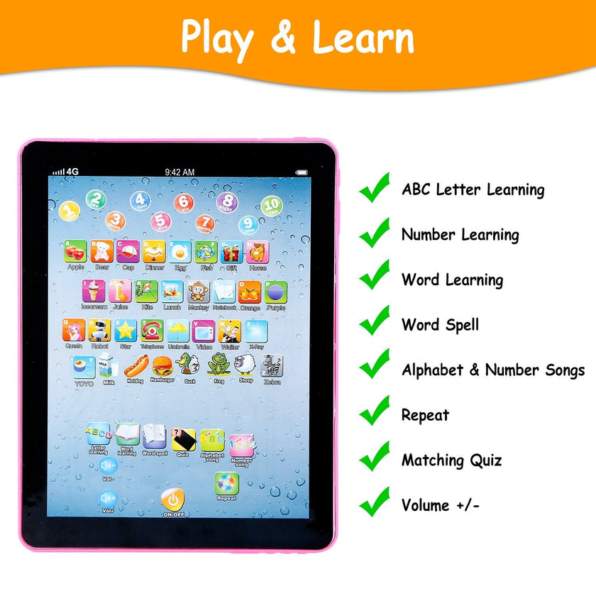 Baby Lern-Tablet, pädagogische Mini-Pads, Spielzeug zum Anfassen und Lernen, Kleinkind-Tablet für ABC, Zahlen, Wörter, Geschenk für Jungen und Mädchen im Alter von 1-6 Jahren