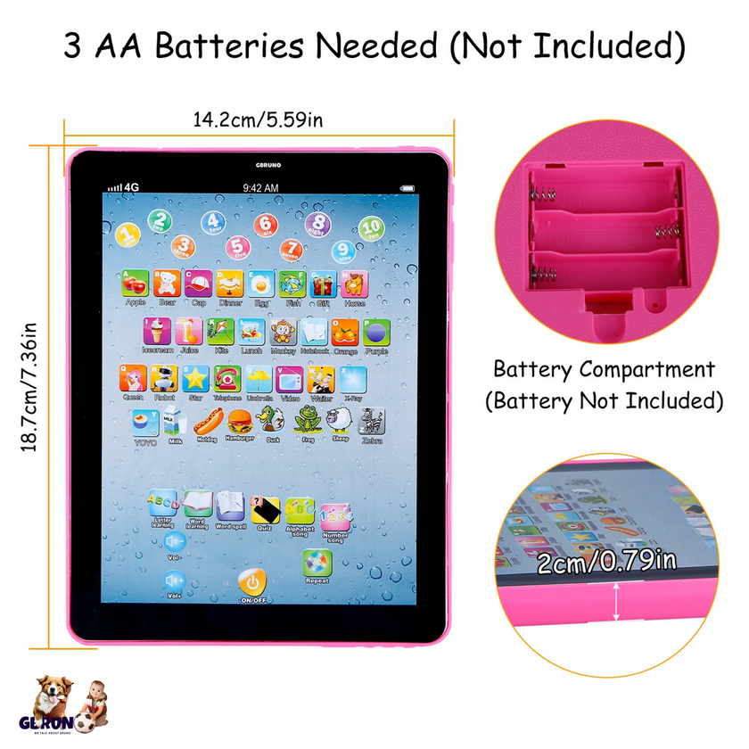 Baby Lern-Tablet, pädagogische Mini-Pads, Spielzeug zum Anfassen und Lernen, Kleinkind-Tablet für ABC, Zahlen, Wörter, Geschenk für Jungen und Mädchen im Alter von 1-6 Jahren