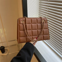 Plaid Bag Womens Small Diamond-Pattern Embroidered Grid Shoulder Bag