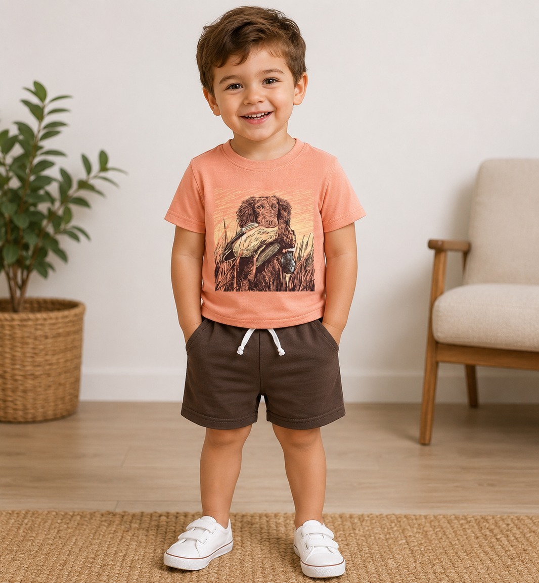Short sleeves dog top brown shorts boys clothes