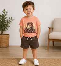 Short sleeves dog top brown shorts boys clothes