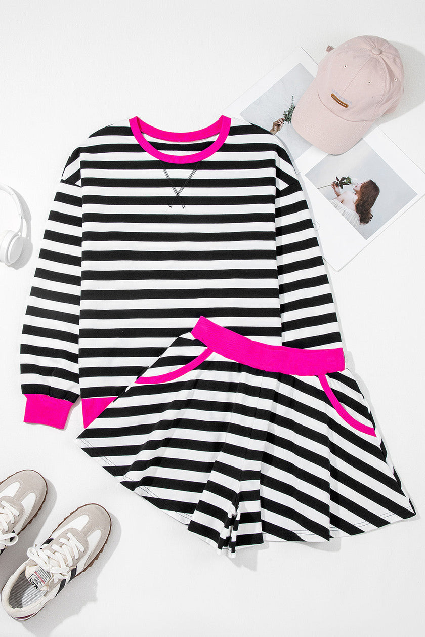 Harper Loose Shorts Set Long Sleeve Top Set