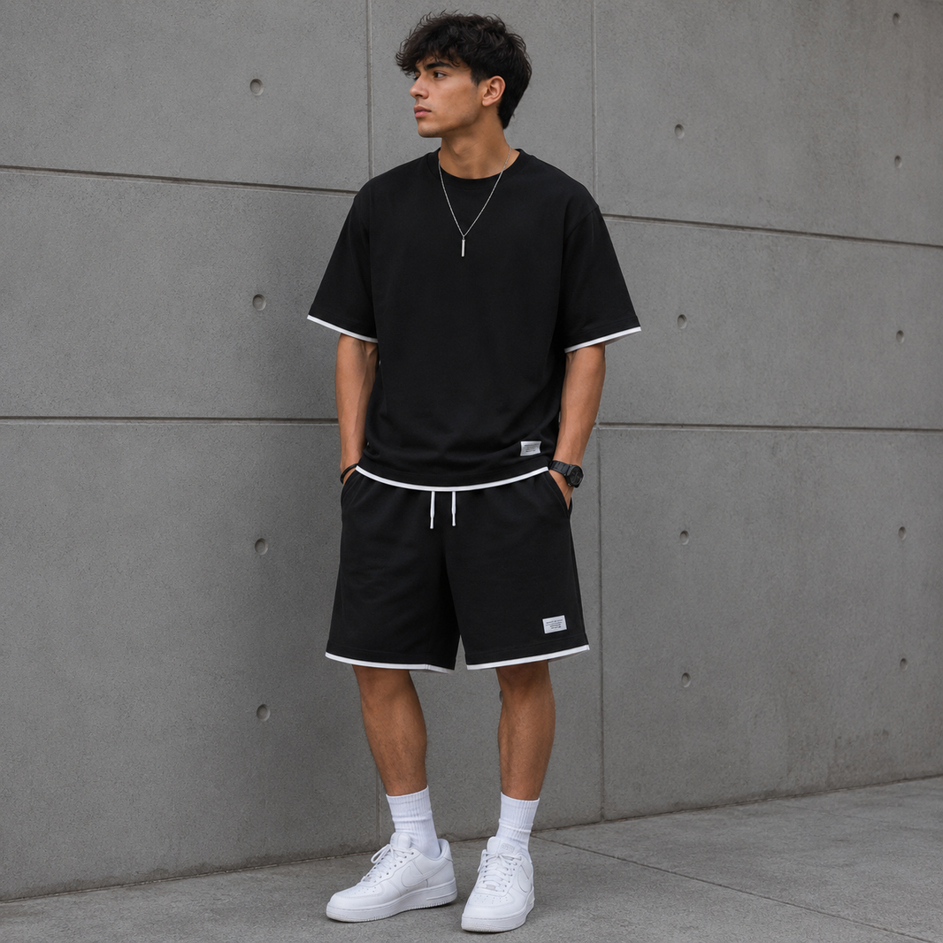 Men's Waffle Summer Casual Tracksuit Set