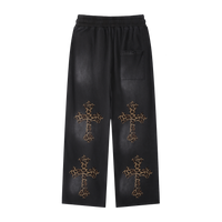 Cheetah Print Black Sunfade Loose Fit Cotton Sweatpants Cotton 350GSM DTG Print