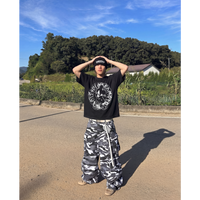 Alone Streetwear Tee Cropped Boxy T-Shirt Y2K 250GSM Summer Black Short Sleeve Crew Neck
