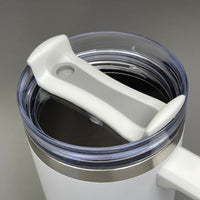 TUMBLER (2 PACK) Insulated Stainless Steel Travel Mug w/ Lid Handle Straw 40 oz White