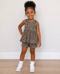 Sleeveless leopard kids girls summer one piece jumpsuit