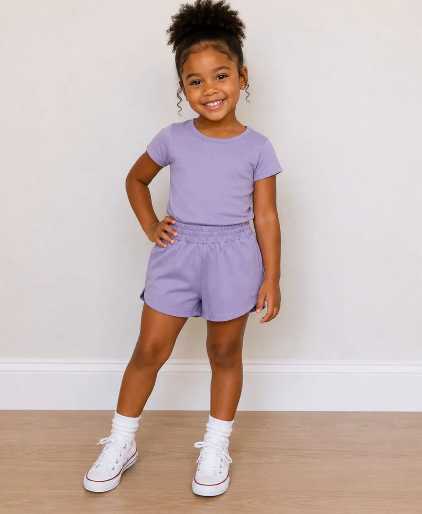 Short sleeves lavender kids girls summer yoga active top