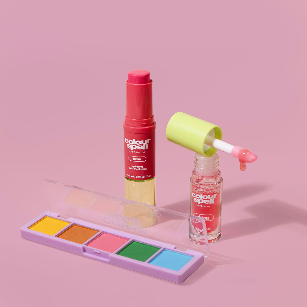 Verspielte Kollektion – Lippenöl, Rouge & Lidschatten