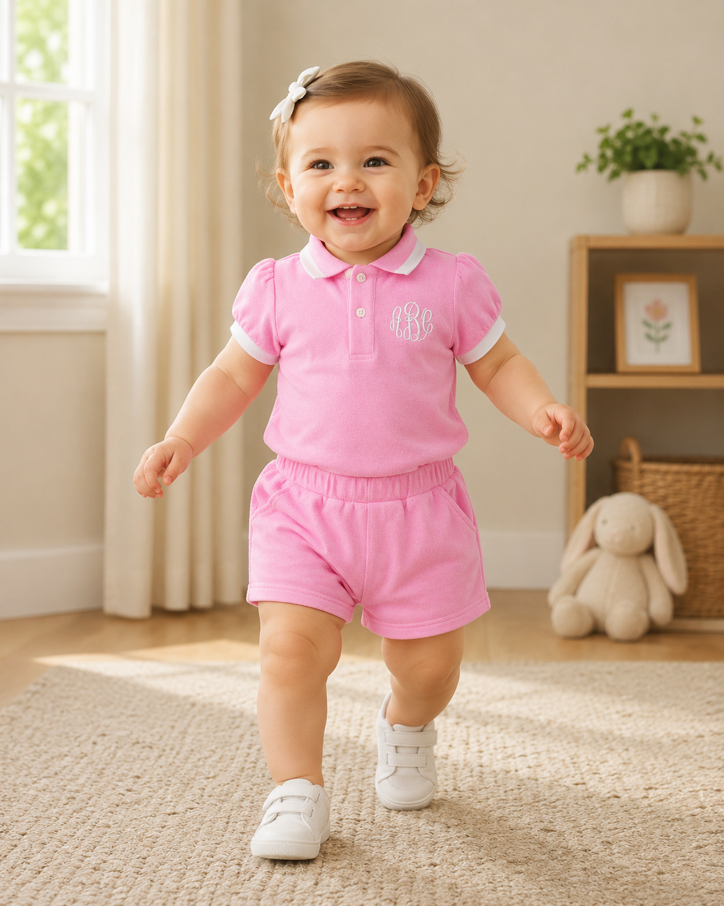 Pink Terry Shorts Set