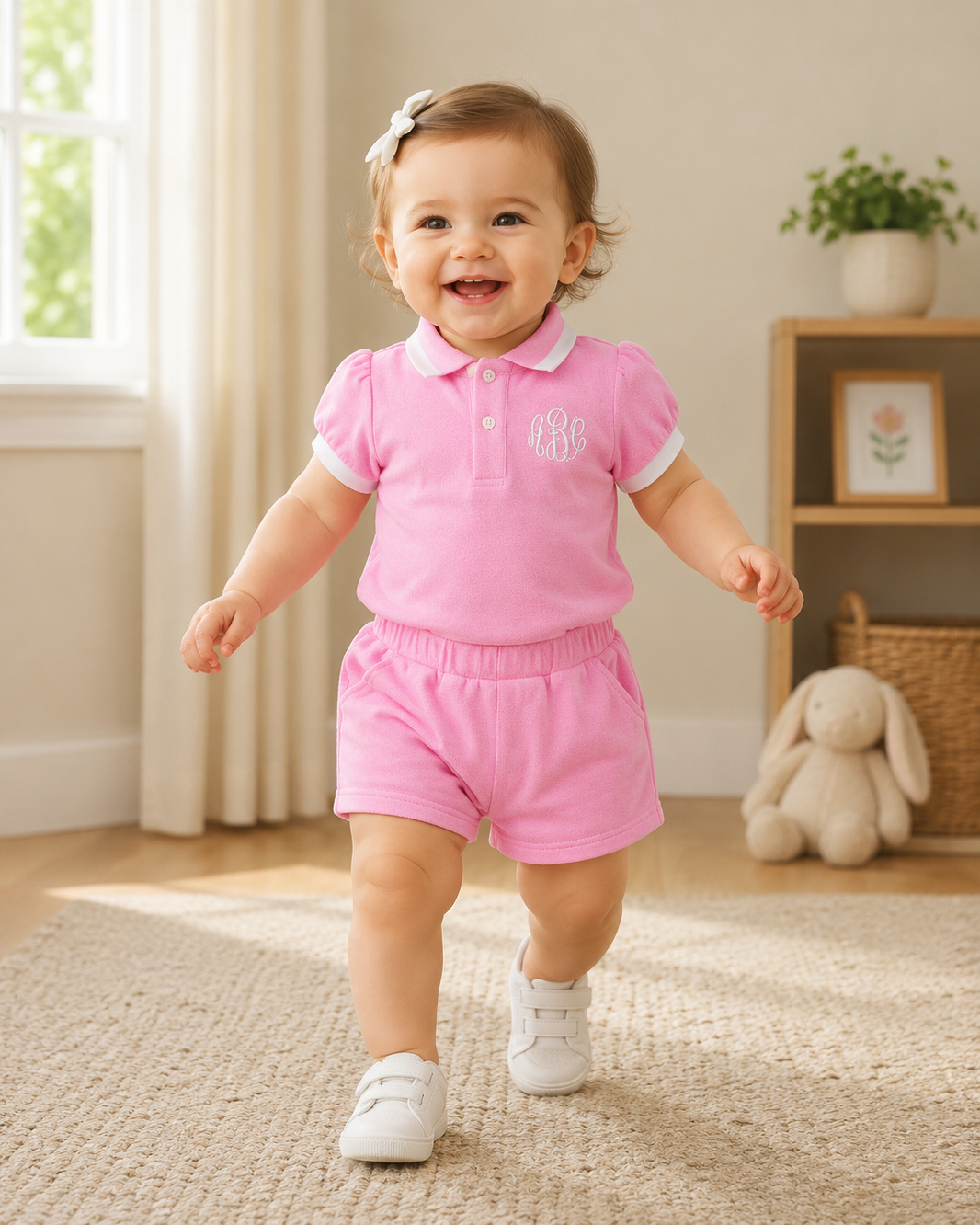 Pink Terry Shorts Set