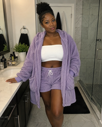 3pcs Womens Clothing Long Sleeve Crop Tank Top And Drawstring Shorts Pajama Set