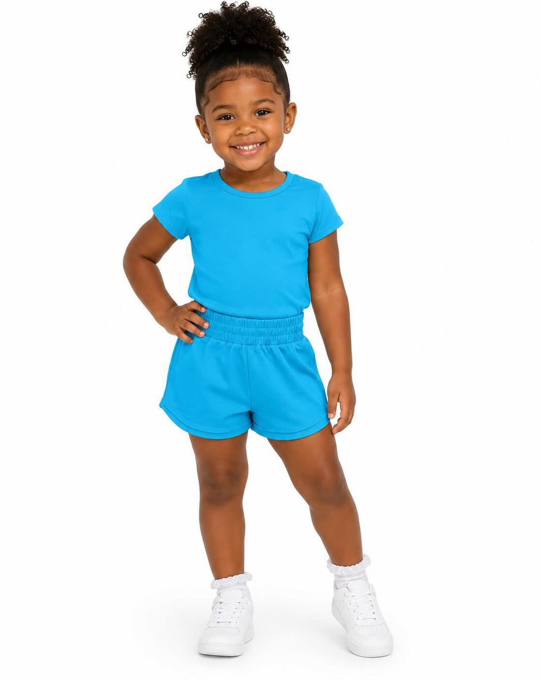 Blue kids girls summer yoga active shorts