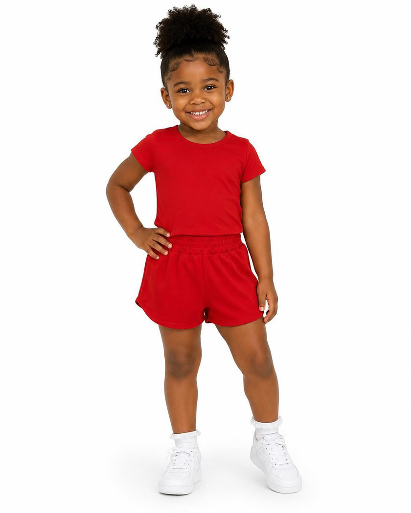 Red kids girls summer yoga active shorts