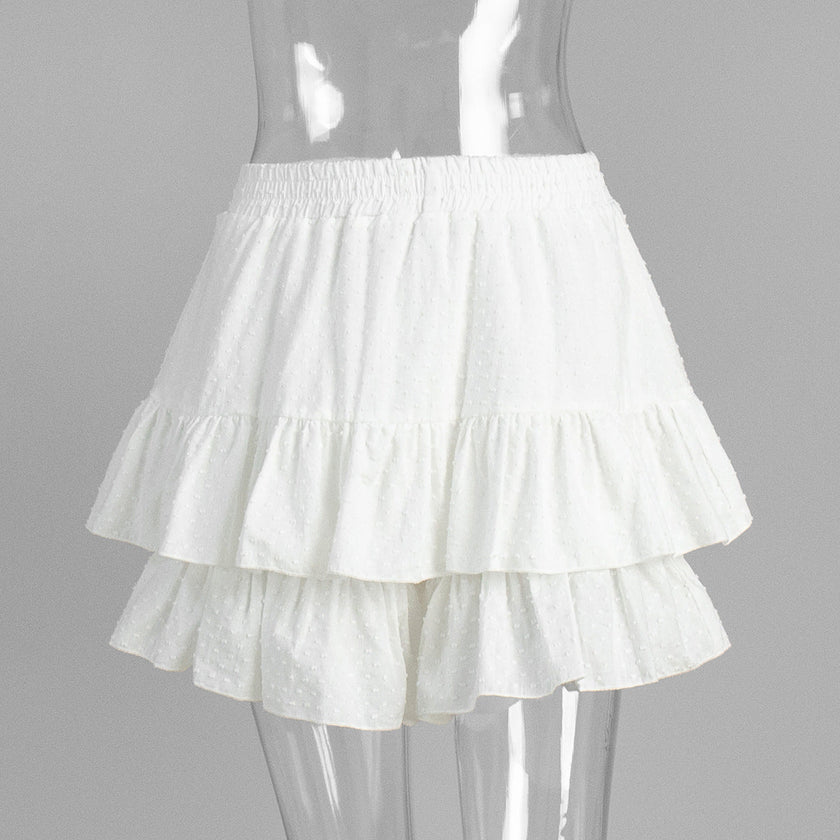Ruffled Shorts Summer Polka Dot Solid Color High Waist Pure Cotton Shorts Pantskirt