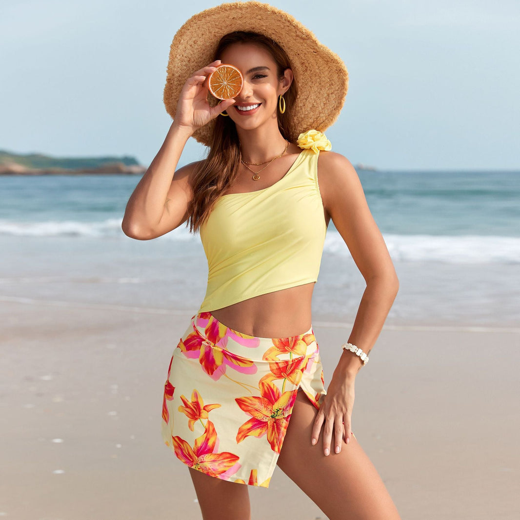 Women Summer Vacation Printed One Piece Swimsuit