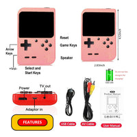 Handheld-Videospielkonsole für Kinder Tragbarer Spieler Mini-Arcade Elektronisches Spielzeug, 400 Spiele Rosa