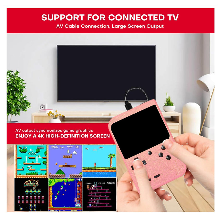 Handheld-Videospielkonsole für Kinder Tragbarer Spieler Mini-Arcade Elektronisches Spielzeug, 400 Spiele Rosa