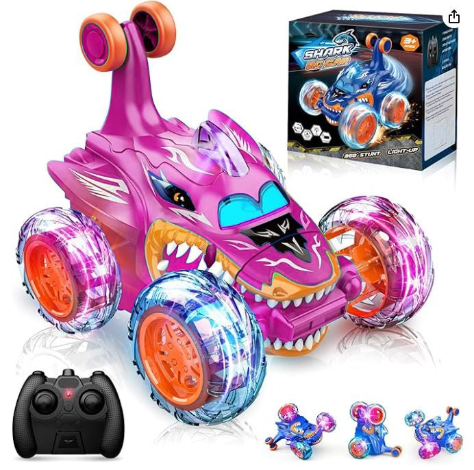 Ferngesteuertes Stunt-Auto Hai RC Kinderspielzeug Outdoor 360° drehbar Jungen und Mädchen - Blau