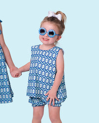 Blue Ikat Bloomer Set
