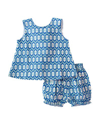 Blue Ikat Bloomer Set