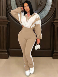 Color Block Pants Tracksuit Set