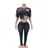 Polka Dot Two-Piece Pants Set