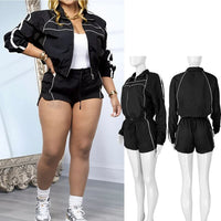 Color Block Drawstring and Jacket Shorts