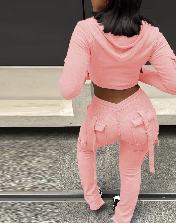 Zip Crop Hoodie & V-Waist Jogger Set