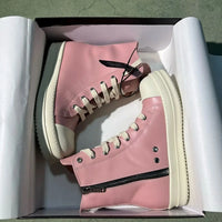 High Top Luxury Leather Lace Up Zip Sneaker