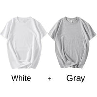 2-Pack Unisex Cotton White Loose Fit T-Shirts