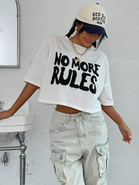 No More Rules Cotton Women's Crop T-Shirt