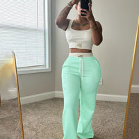 Solid Tank Top + Drawstring Pants Set