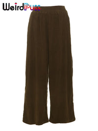 High Waist Corduroy Wide Leg Pants Women