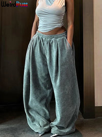 High Waist Corduroy Wide Leg Pants Women