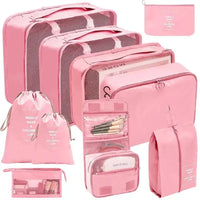 7/8/9/10-Pcs Travel Organizer Packing Cubes Set – Portable Luggage Storage Bags for Clothes, Shoes & Accessories