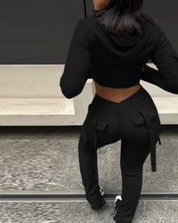 Zip Crop Hoodie & V-Waist Jogger Set
