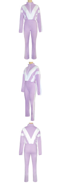 Color Block Pants Tracksuit Set