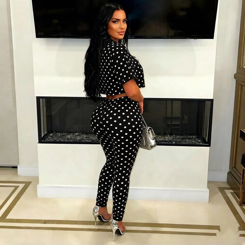 Polka Dot Two-Piece Pants Set