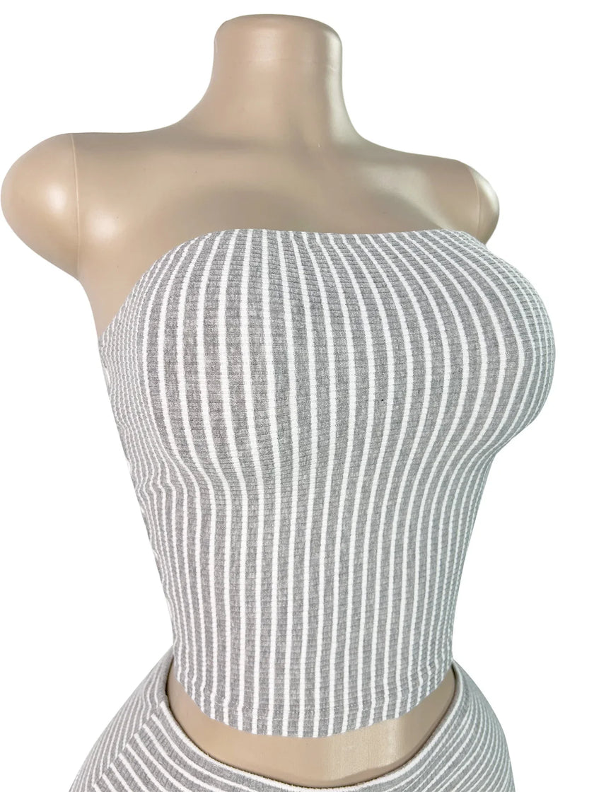Striped Pattern Shorts Set