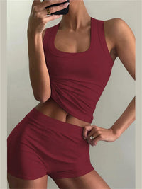 Ribbed 2-Piece Tank & Shorts Tracksuit Set