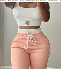 Solid Tank Top + Drawstring Pants Set
