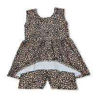 Sleeveless leopard kids girls summer one piece jumpsuit
